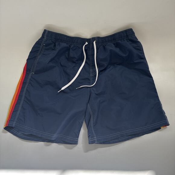 Sundek Lined Swim Trunks Shorts Boardshorts Rainbow Stripes XXXL Navy‎ Blue Surf - Picture 1 of 10